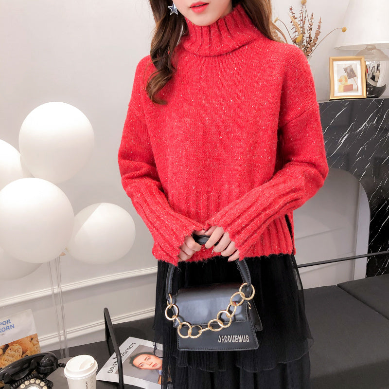 Pull japonais rétro à col haut pour femme à porter au style Hong Kong 4912