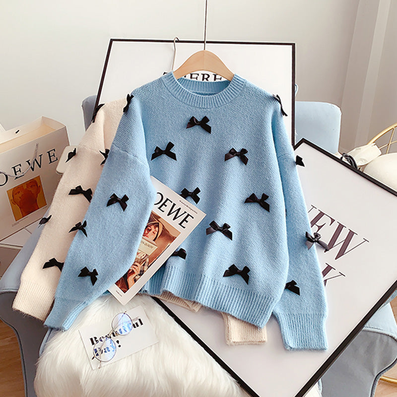 Gentle bow sweater sweater sweater top  5120