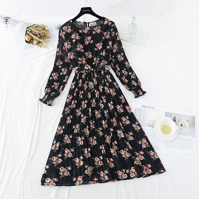 Gentle wind floral dress female Chiffon Fairy Dress  3861