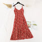 Robe à bretelles en mousseline de soie à fleurs et jupe à volants en queue de poisson 4117