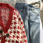 Pull-over à boucle en corne de bœuf et treillis mille oiseaux pour femme 4925