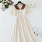 Robe en coton et lin à manches bouffantes et col poupée 4272