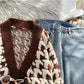 Pull-over à boucle en corne de bœuf et treillis mille oiseaux pour femme 4925