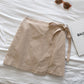 Bow tie lace up cotton hemp skirt high waist anti tarnish  5337