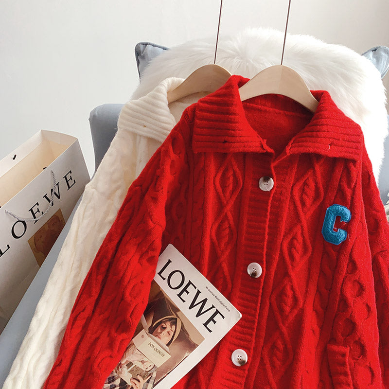 Vintage twist red sweater coat cardigan  5263