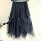 New multi-layer multicolor, irregular mesh splicing skirt, midi tulle skirt  3687