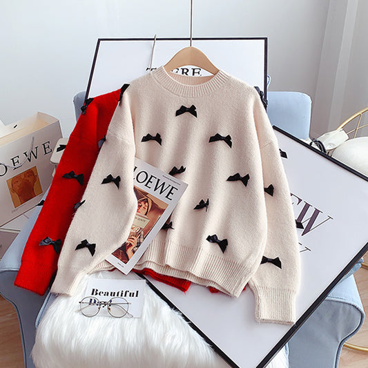 Gentle bow sweater sweater sweater top  5120