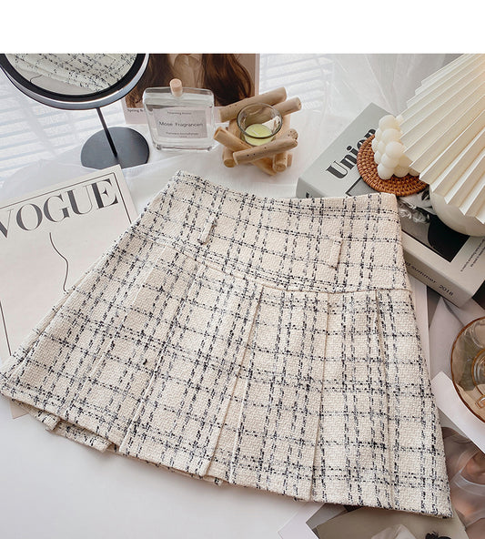 Retro small fragrance plaid skirt fashion  5394