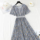 Robe en coton et lin pour femme, col en V, robe fleurie, taille 4245
