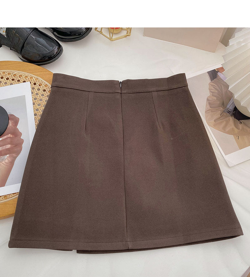 Retro temperament small split A-shaped high waist casual skirt  5553