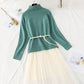Robe pull col montant en maille jupe costume deux pièces 3960