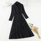 Robe coupe-vent douce à taille fine, revers, jupe plissée coupe-vent familière légère 3868