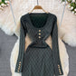Robe sexy à manches longues, col carré, tricotée, sac, bas de hanche, 3781