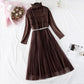 Mesh vest skirt + high neck bottomed shirt two-piece set  4578