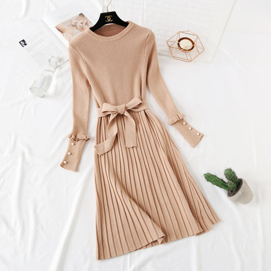 Celebrity style long sleeve knitted dress  3927