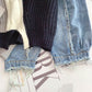 Pull à manches en denim cousues, haut de niche 4923