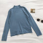 High neck sweater women's solid slim long sleeve Pullover Top  6454