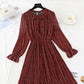 New bow tie lace up slim Pleated Chiffon bottomed skirt  4533