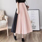 Jupe printemps/été, nouveau style, taille haute, couleurs contrastées, patchwork, longue jupe trapèze, jupe plissée 3668
