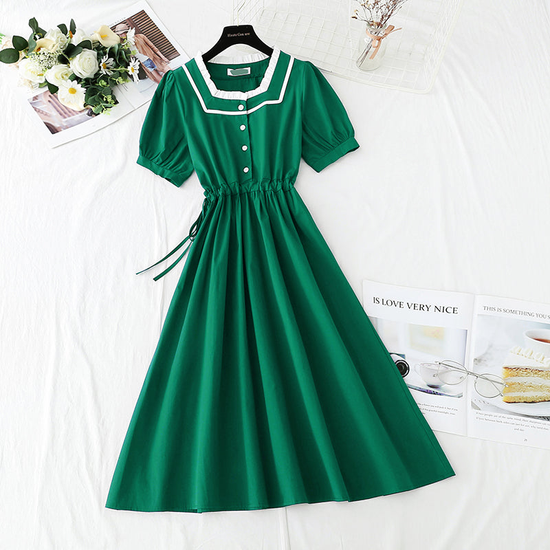 Französisches Retro-Baumwollleinenkleid 4267