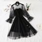 Robe en maille avec dentelle perlée à manches longues 4307