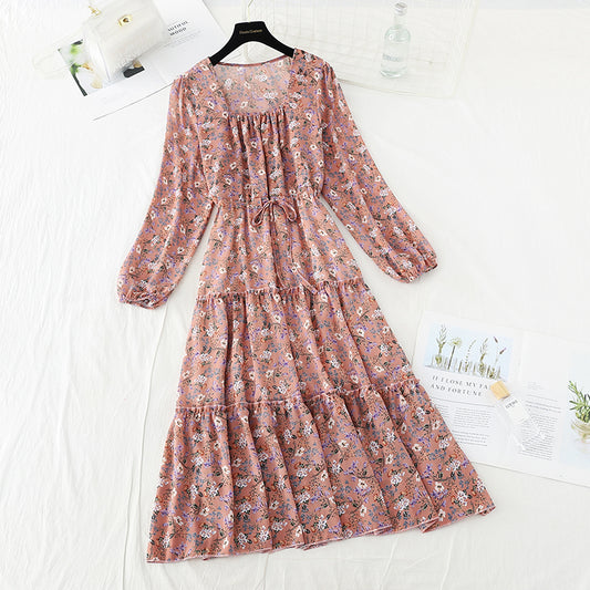 Chiffon floral dress shows thin Daisy dress  3877