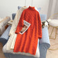 Robe longue à fond plat avec jupe intérieure ample en laine épaisse 4928