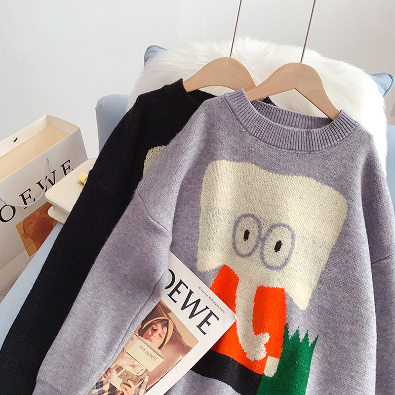 Japanese funny cartoon elephant sweater  5179