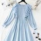 Long sleeved white dress French simple temperament  4225