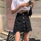 Jupe noire irrégulière, été, nouveau style, jupe trapèze taille haute 3656