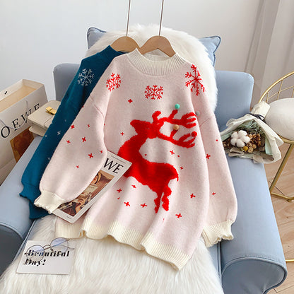 Christmas elk sweater over sweater  4986