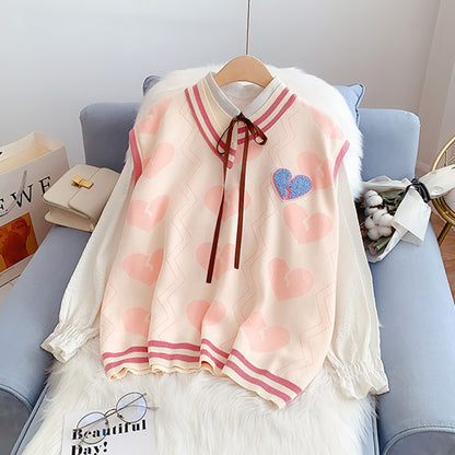 Love embroidered Japanese knit vest  5172