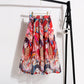 New skirt, silver print beauty, high waist long A-line skirt  3689