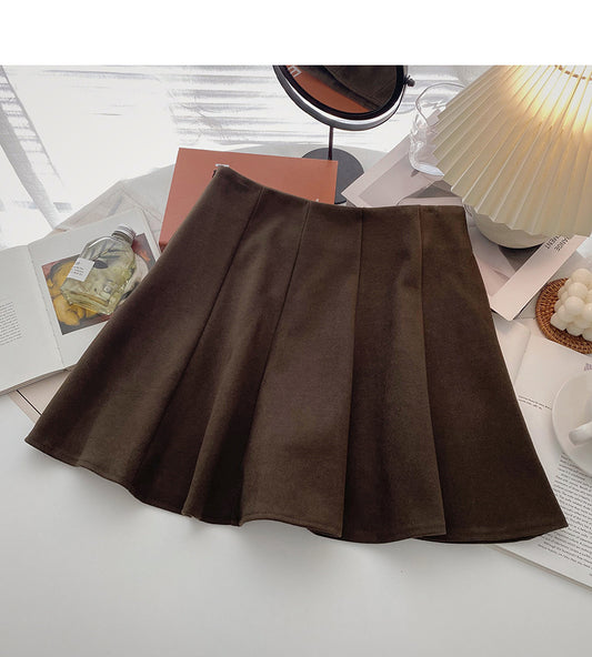 New Korean fashion age reducing versatile ins high waist pleated skirt 5409