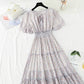 Robe fleurie coupe vent douce jupe féerique manches bouffantes jupe trapèze 4894
