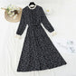 Robe fleurie rétro française jupe longue en mousseline de soie slim 4829