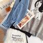 Pull en denim cousu au sens du design, faux deux femmes, saveur de port rétro 5050