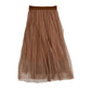 Jupe taille haute, jupe en gaze plissée, jupe fée bouffante à taille élastique Jupe trapèze 3683