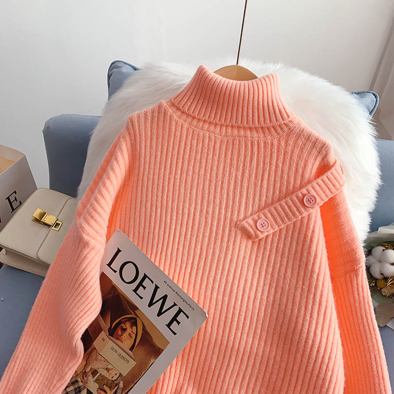 High neck sweater candy color versatile thin Korean bottomed shirt  5236