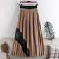Nouveau style, taille haute, grande balançoire, taille élastique, jupe mi-longue plissée en dentelle épissée 3624