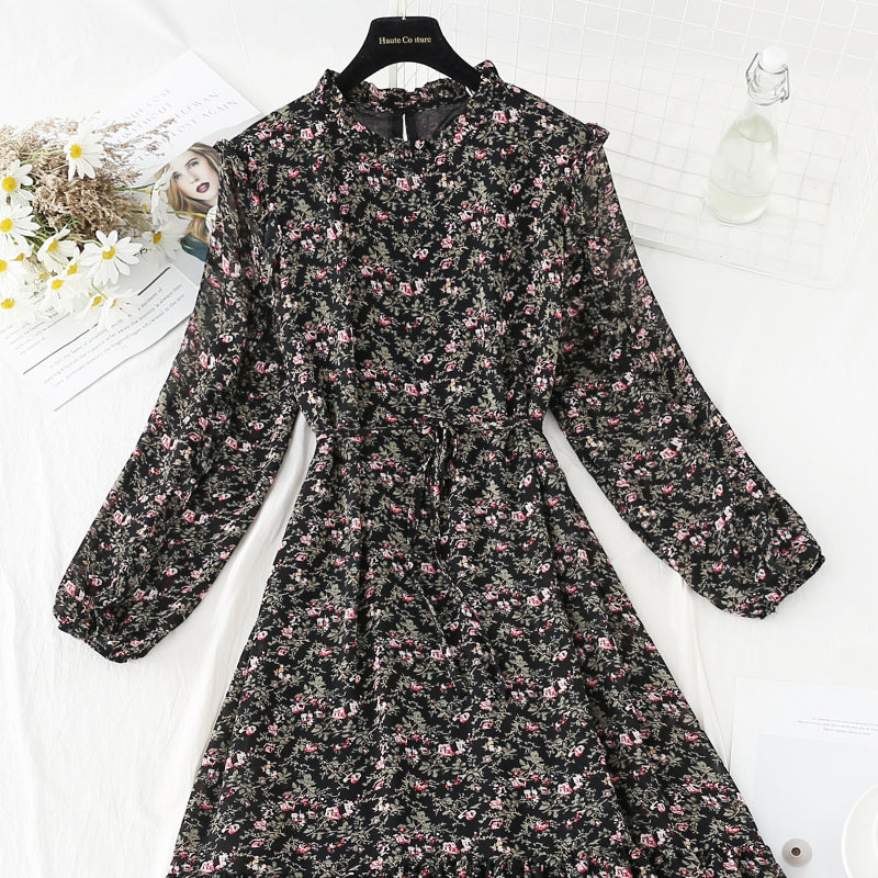 New women's lace up Ruffle Floral Dress  4822