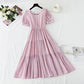 Robe en coton et lin à col carré français 4275