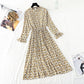 Ruffle sleeve waist closing slim large swing Floral Dress  4830