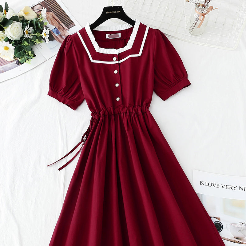 Französisches Retro-Baumwollleinenkleid 4267