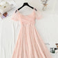 French long dress square neck bubble sleeve fairy skirt  4419