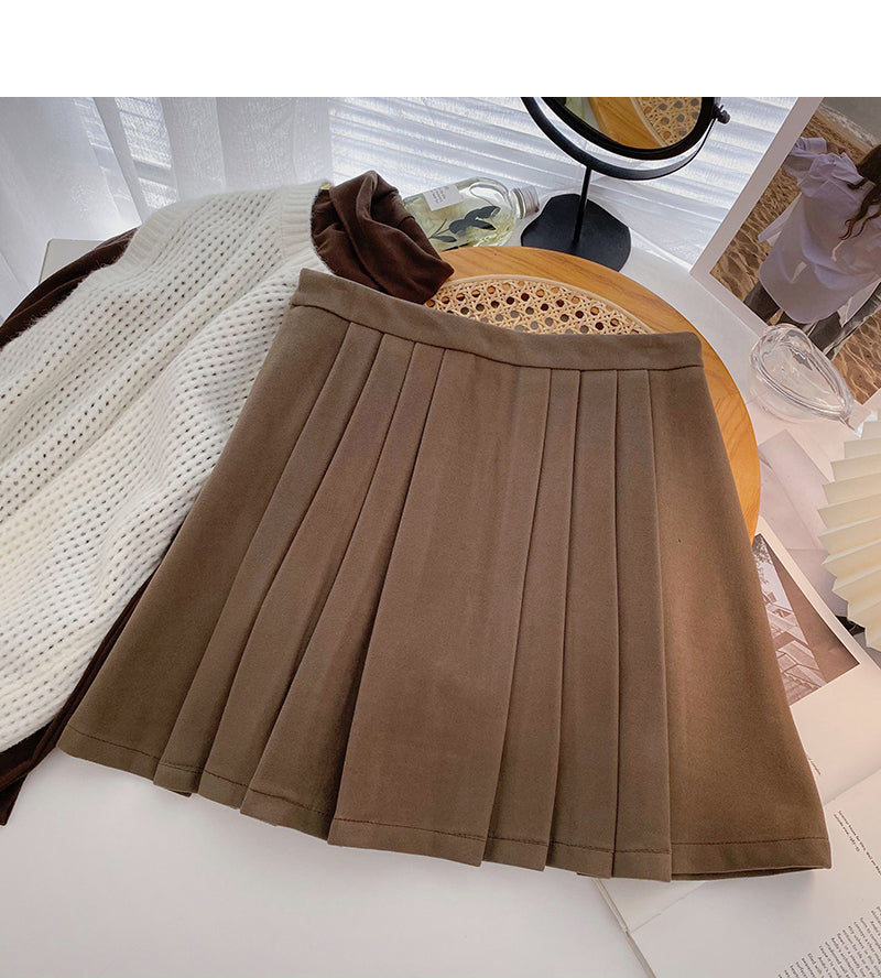 Pleated skirt with high waist and thin skirt  5506