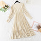 Retro broken flower pleated long skirt fairy super fairy series  4046