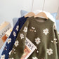 Pull fleuri vintage col rond jacquard 5207