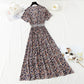 Jupe de vacances à fleurs cassées, taille fine et jupe longue à large ourlet 4246