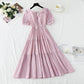 Robe en coton et lin à col carré français 4275